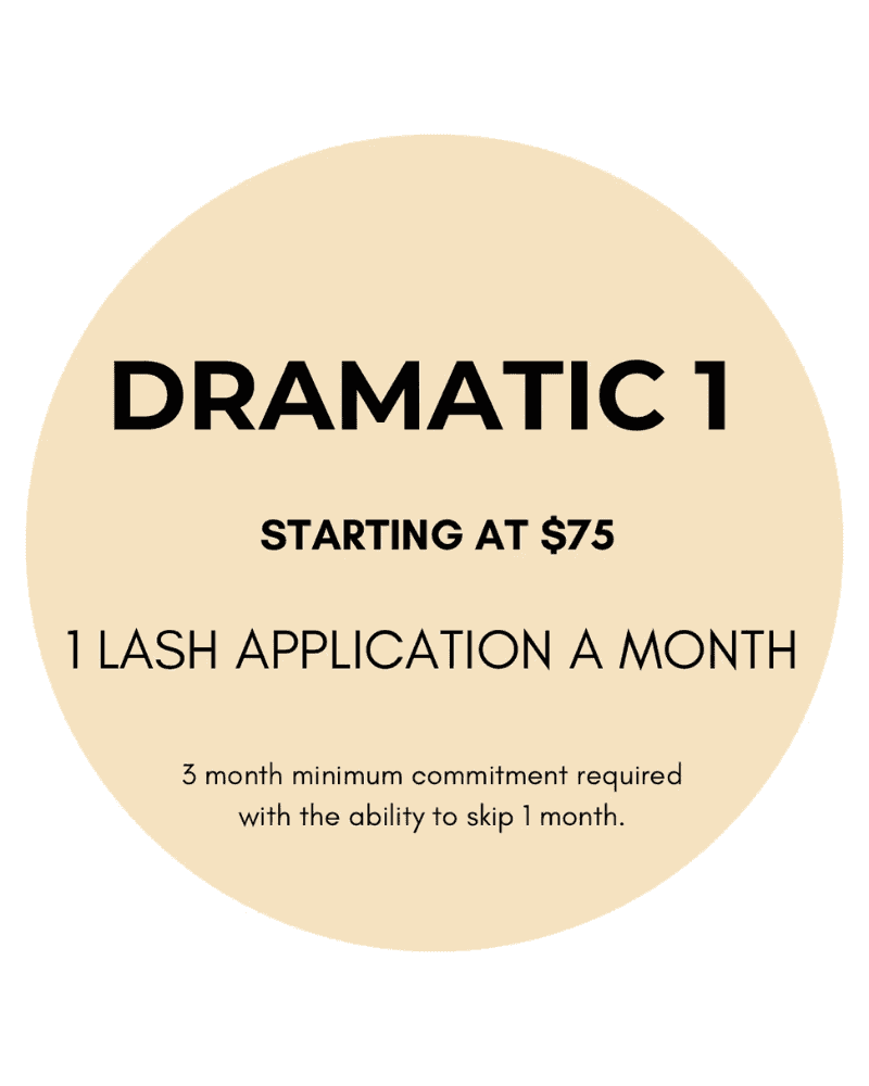 Lash service plan: $75/month, 1 application. 3-month minimum, skip 1 month option.